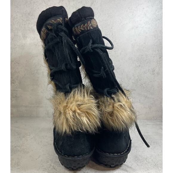 Sorel Sedna Thinsulate Black Waterproof Faux Fur Trim Boots Size W7 US - Picture 6 of 10